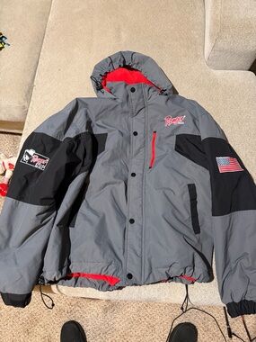 Ranger Gear Men's Gray & Black Windbreaker Jacket with Red Accents